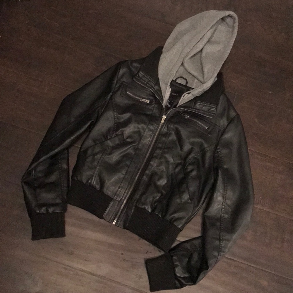 Hooded Pleather Jacket